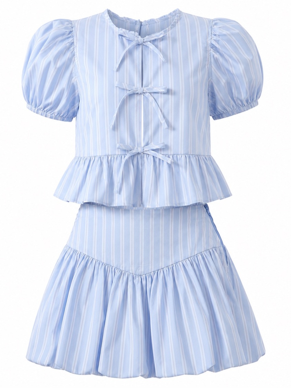 Gianni Bini Girls Blue White Striped Matching Top & Bubble Skirt Set Size 12 NWT